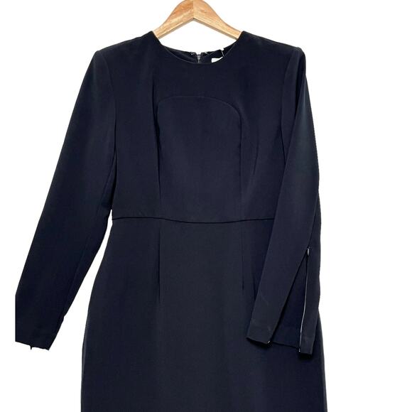 Sergio Hudson x Target Sheath Midi Dress Sz XS Black Stretch Shoulder Pads Slit - Picture 4 of 12